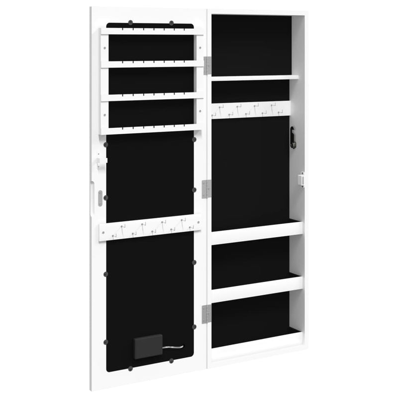 Mirror Jewellery Cabinet with LED Lights Wall Mounted White Payday Deals