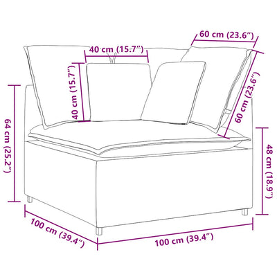 Modular Sofa Corner Module with Cushions Dark Grey 100 cm Payday Deals