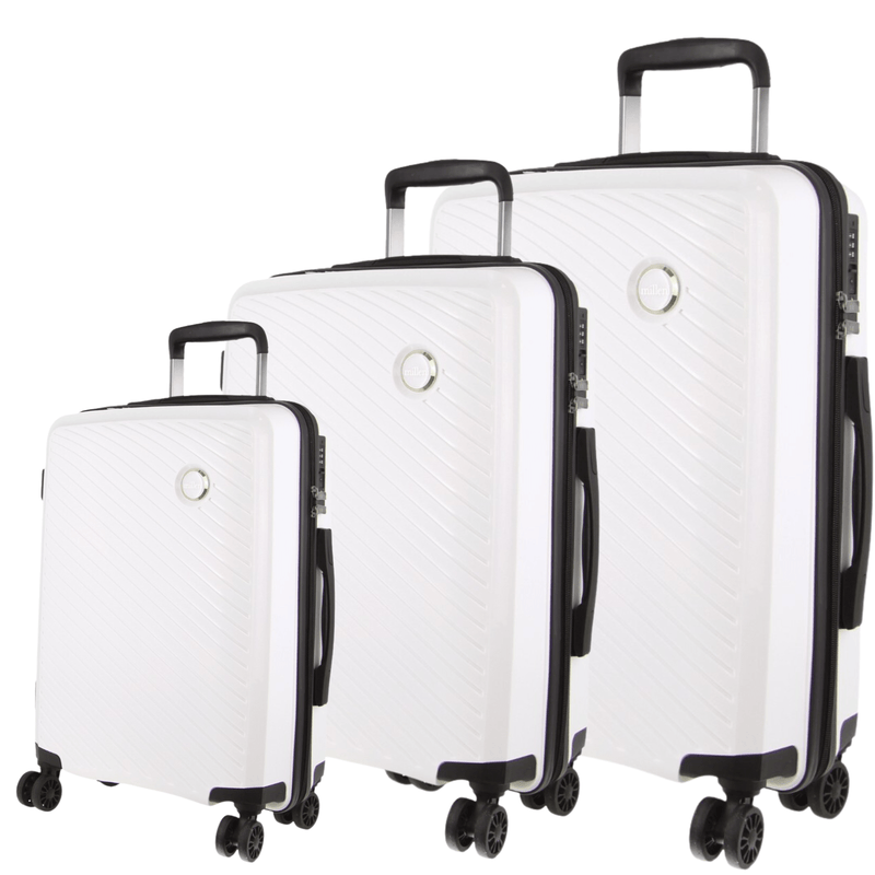Monaco Hardshell 3-Piece Luggage Bag Set Travel Suitcase - White Payday Deals
