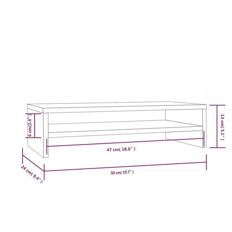 Monitor Stand 50x24x13 cm Solid Wood Pine Payday Deals