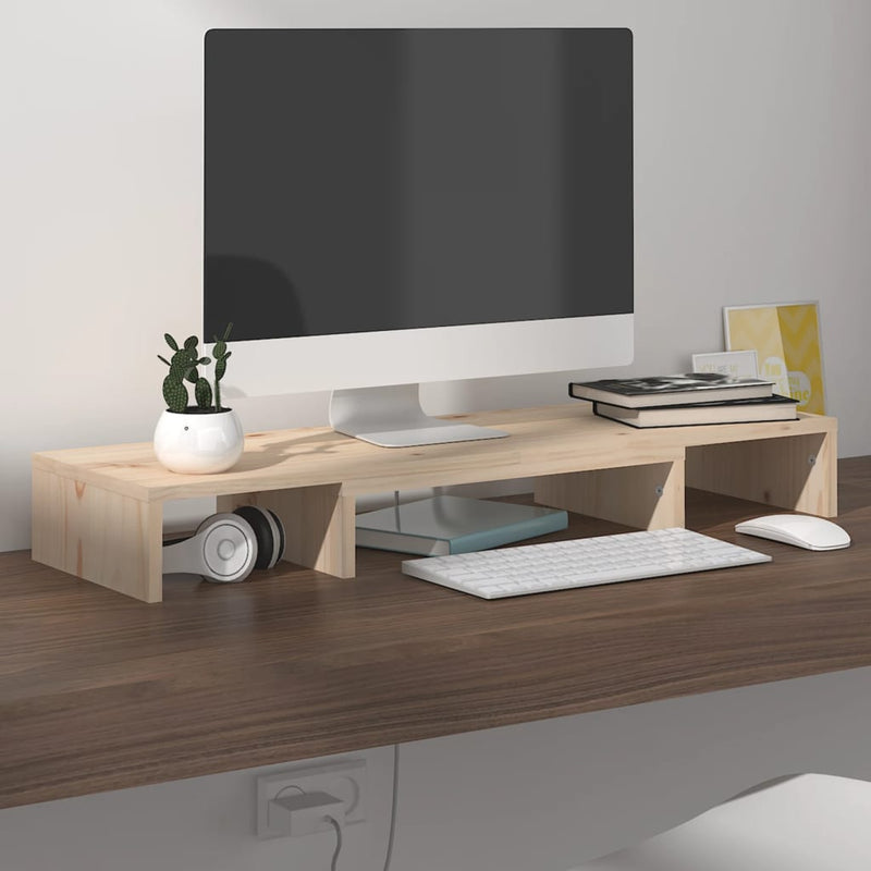Monitor Stand 80x24x10.5 cm Solid Wood Pine Payday Deals