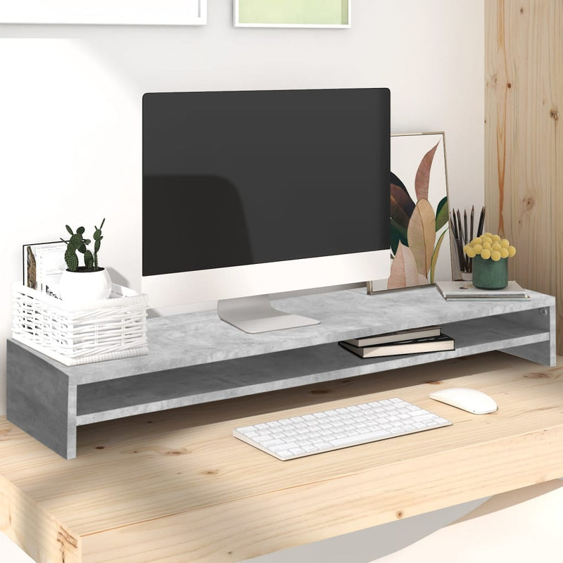 Monitor Stand Concrete Grey 100x24x13 cm Engineered Wood Payday Deals