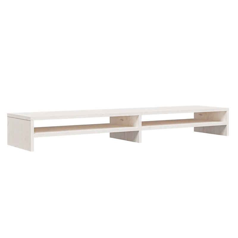 Monitor Stand White 100x24x13 cm Solid Wood Pine Payday Deals