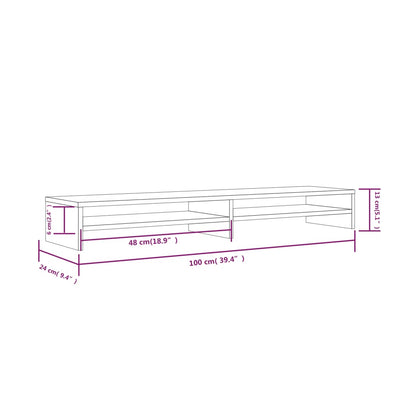 Monitor Stand White 100x24x13 cm Solid Wood Pine Payday Deals