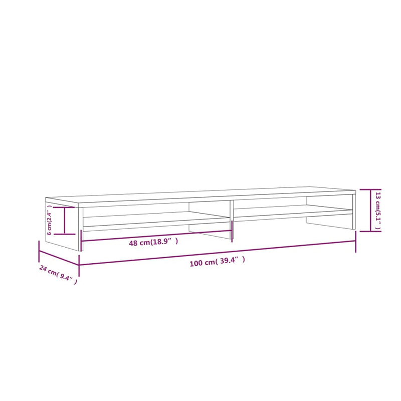 Monitor Stand White 100x24x13 cm Solid Wood Pine Payday Deals