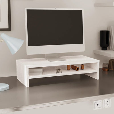 Monitor Stand White 50x24x13 cm Solid Wood Pine Payday Deals