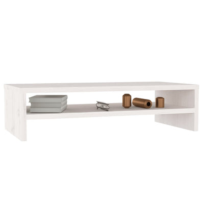Monitor Stand White 50x24x13 cm Solid Wood Pine Payday Deals