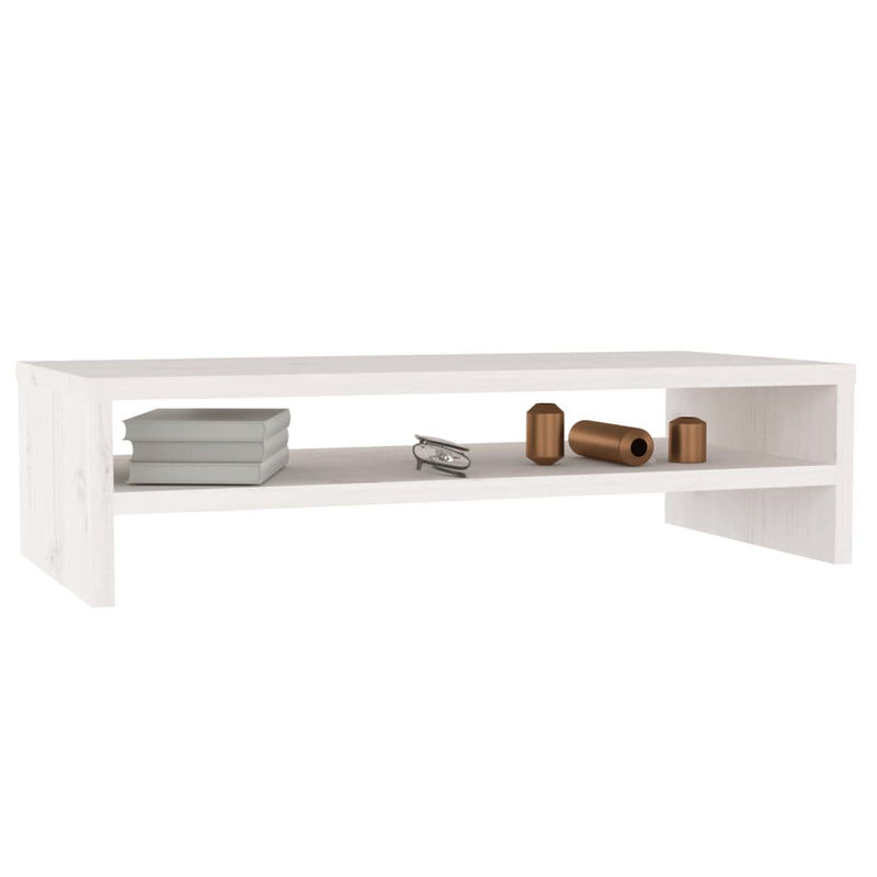Monitor Stand White 50x24x13 cm Solid Wood Pine Payday Deals