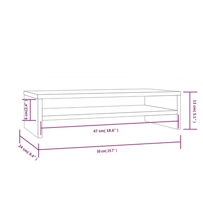 Monitor Stand White 50x24x13 cm Solid Wood Pine Payday Deals