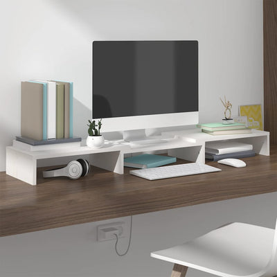 Monitor Stand White 80x24x10.5 cm Solid Wood Pine Payday Deals