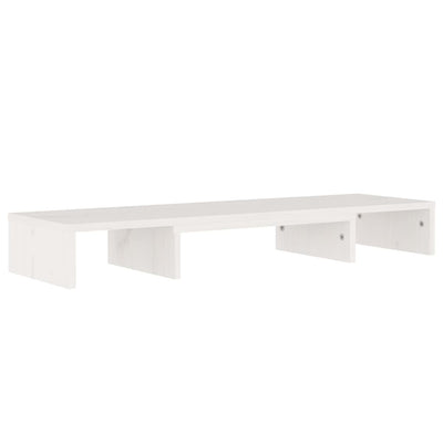 Monitor Stand White 80x24x10.5 cm Solid Wood Pine Payday Deals