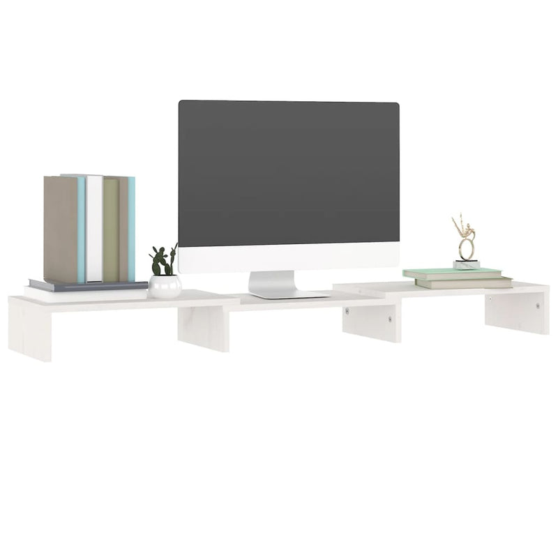 Monitor Stand White 80x24x10.5 cm Solid Wood Pine Payday Deals