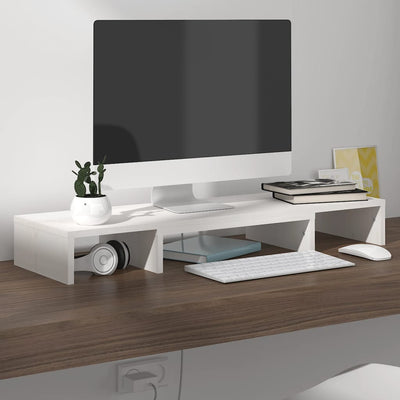 Monitor Stand White 80x24x10.5 cm Solid Wood Pine Payday Deals