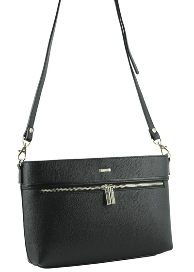 Morrissey Italian Structured Leather Cross Body Handbag (MO3028) Bag - Black Payday Deals