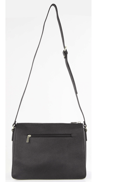 Morrissey Italian Structured Leather Cross Body Handbag Tote Bag (MO3162) - Black Payday Deals