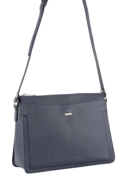 Morrissey Italian Structured Leather Cross Body Handbag Tote Bag (MO3162) - Navy Payday Deals