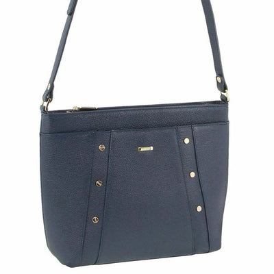 Morrissey Italian Womens Structured Leather Cross Body Handbag Bag Ladies - Navy Payday Deals