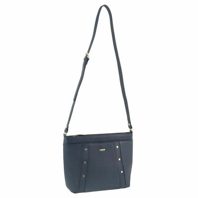 Morrissey Italian Womens Structured Leather Cross Body Handbag Bag Ladies - Navy Payday Deals