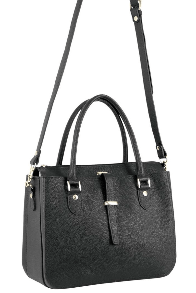 Morrissey Italian Womens Structured Leather Handbag Ladies Bag - Black Payday Deals