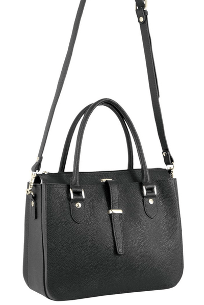 Morrissey Italian Womens Structured Leather Handbag Ladies Bag - Black Payday Deals