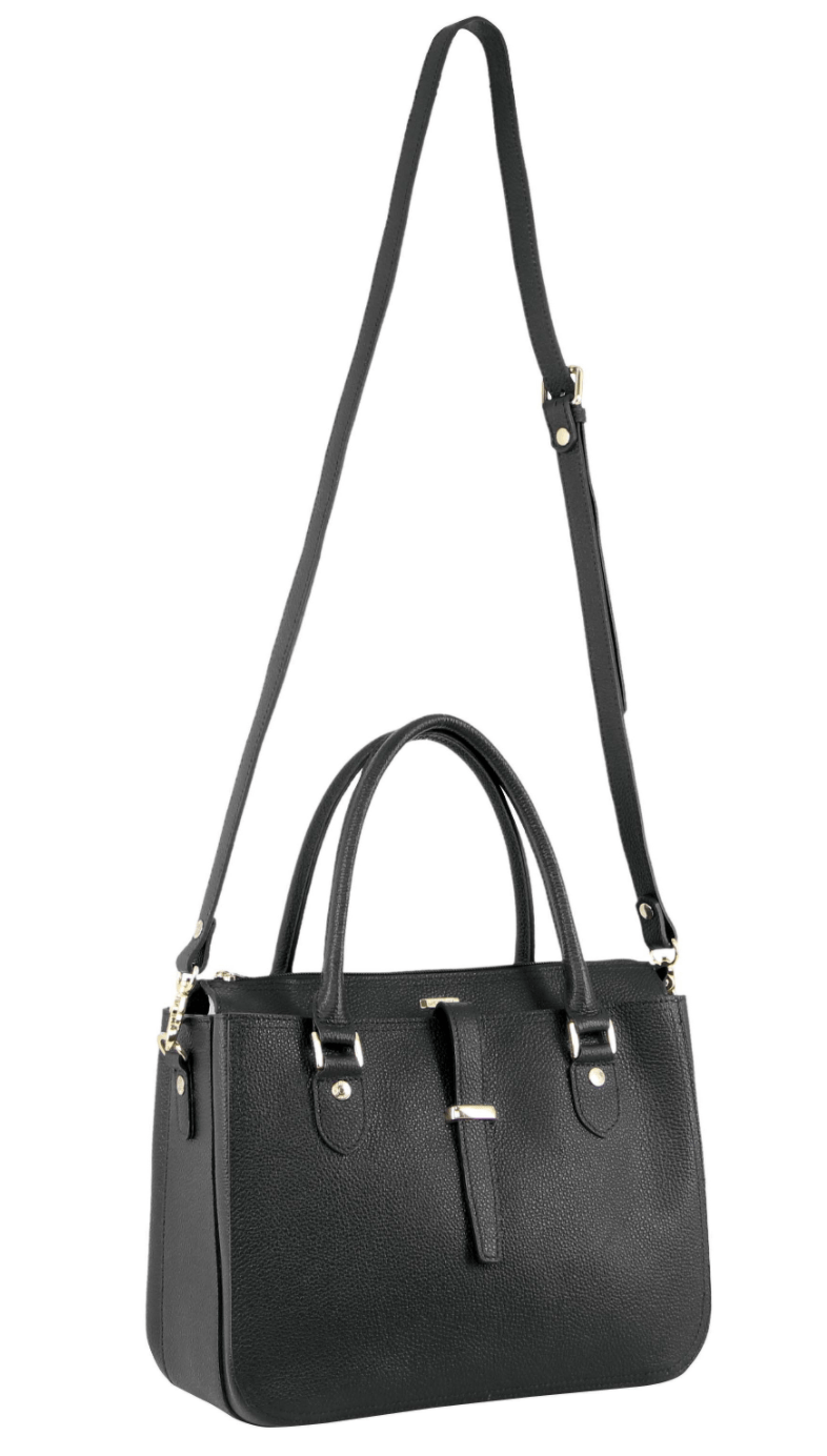 Morrissey Italian Womens Structured Leather Handbag Ladies Bag - Black Payday Deals