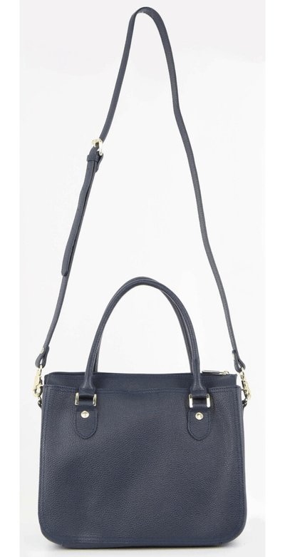Morrissey Italian Womens Structured Leather Handbag Ladies Bag - Navy Payday Deals