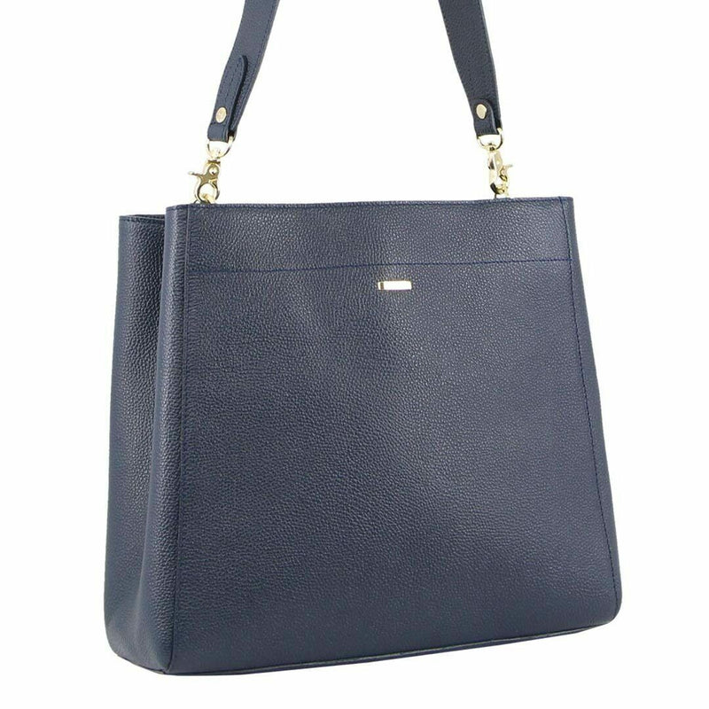 Morrissey Ladies Italian Structured Leather Cross Body Handbag Bag Womens - Navy Payday Deals
