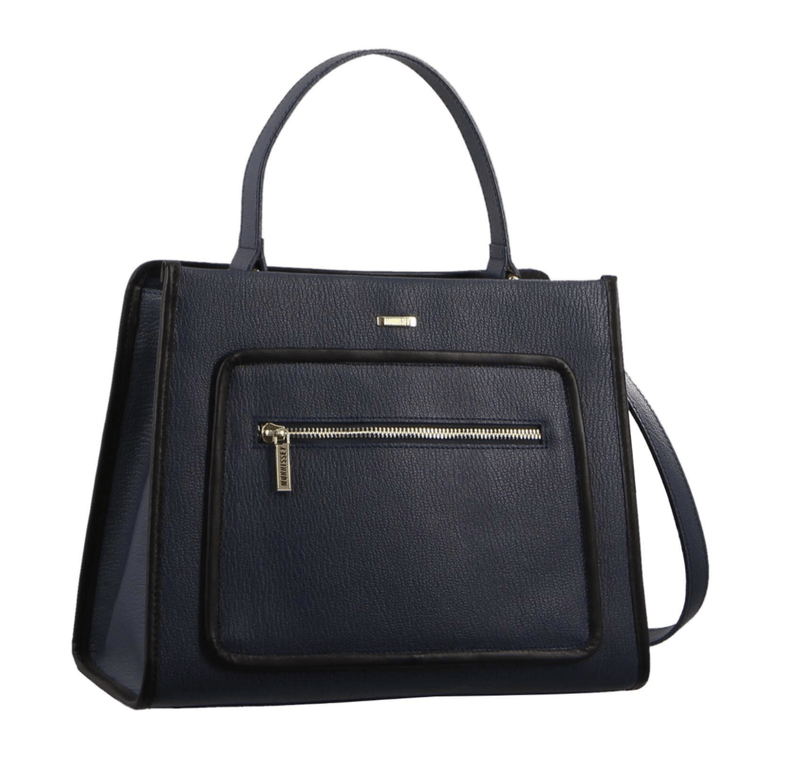 Morrissey Ladies Italian Structured Leather Tote Bag Handbag Womens - Navy Payday Deals