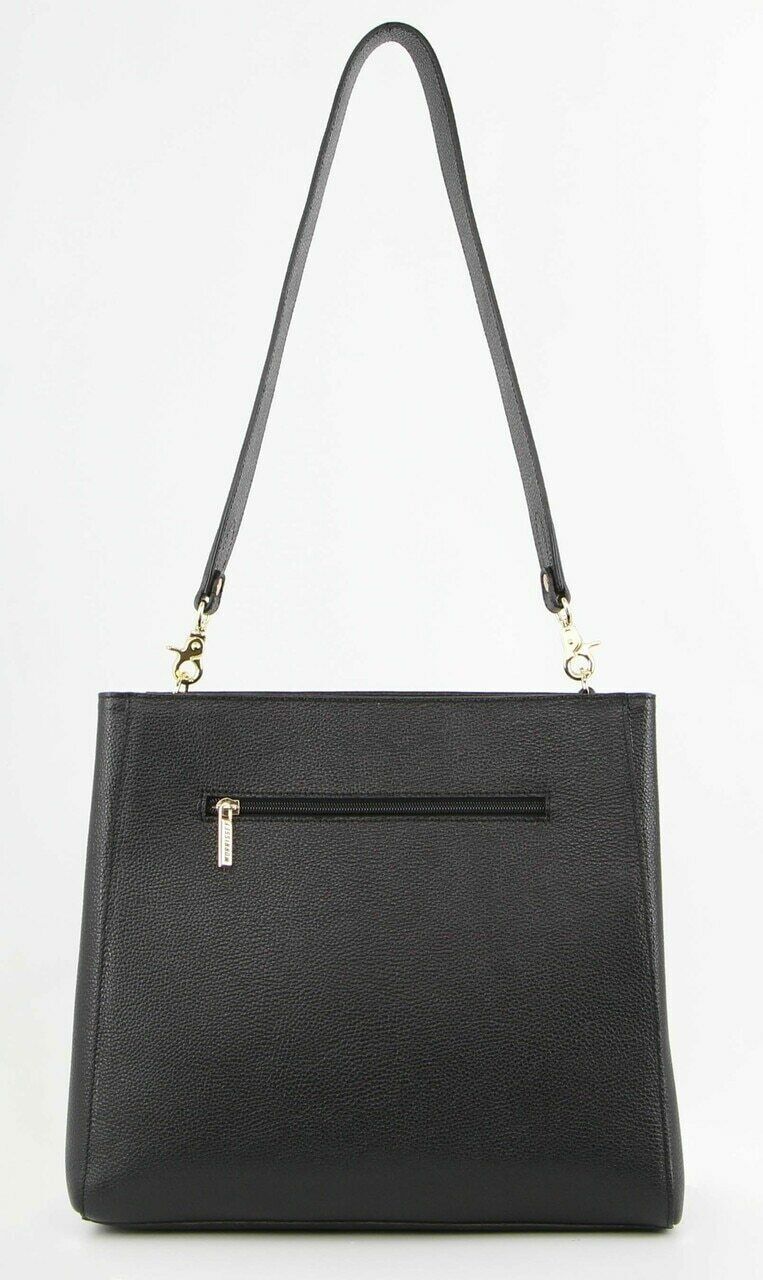 Morrissey Womens Italian Structured Leather Cross Body Bag Handbag Ladies - Black Payday Deals