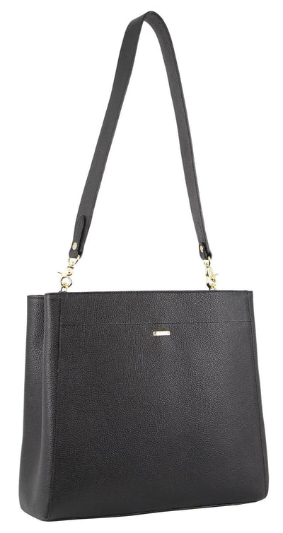 Morrissey Womens Italian Structured Leather Cross Body Bag Handbag Ladies - Black Payday Deals
