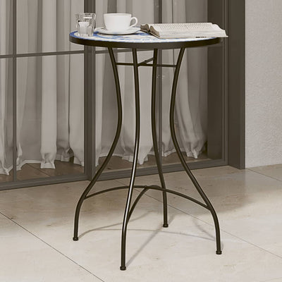 Mosaic Bistro Table Blue and White Ø50x70 cm Ceramic Payday Deals