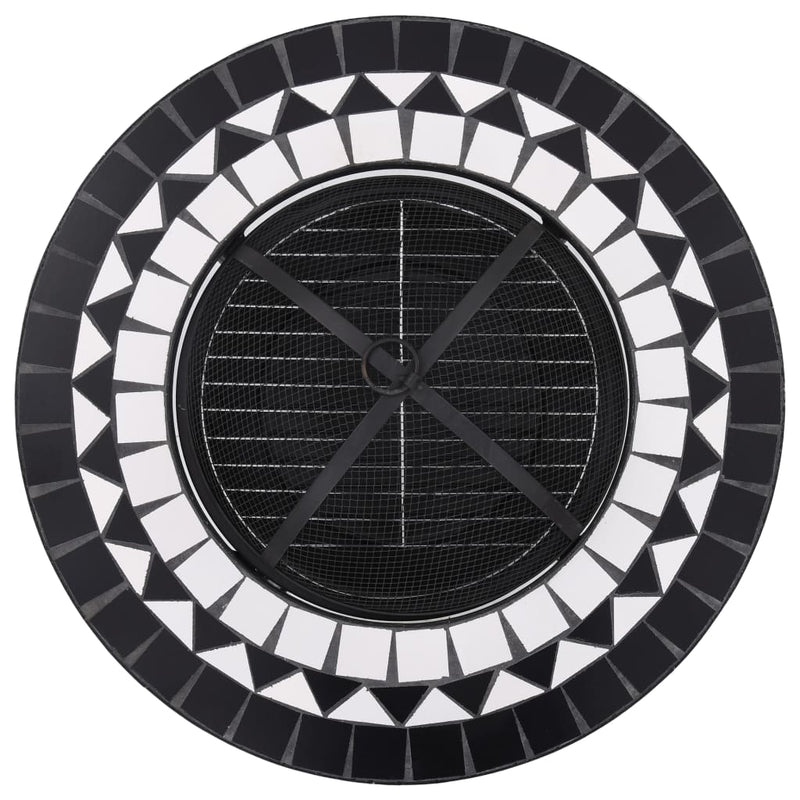 Mosaic Fire Pit Table Black and White 68 cm Ceramic Payday Deals
