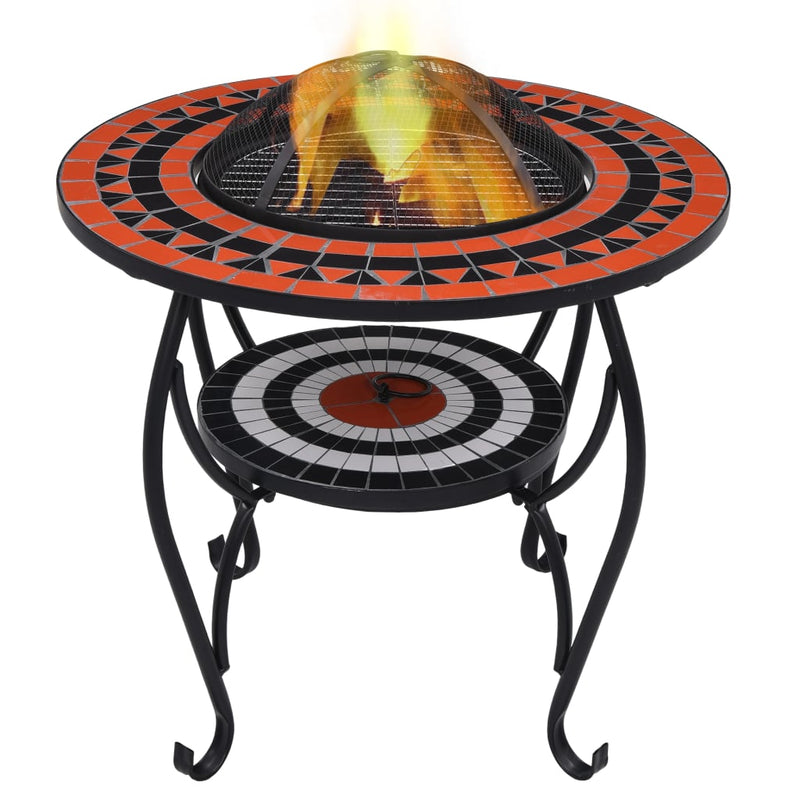 Mosaic Fire Pit Table Terracotta and White 68 cm Ceramic Payday Deals
