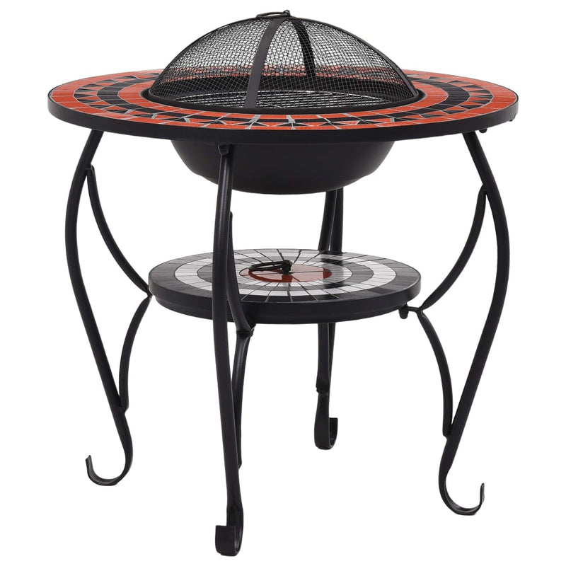 Mosaic Fire Pit Table Terracotta and White 68 cm Ceramic Payday Deals