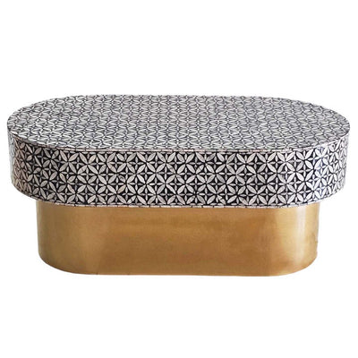 MOTHER OF PEARL EBONY MOSAIC OVAL COFFEE TABLE Payday Deals