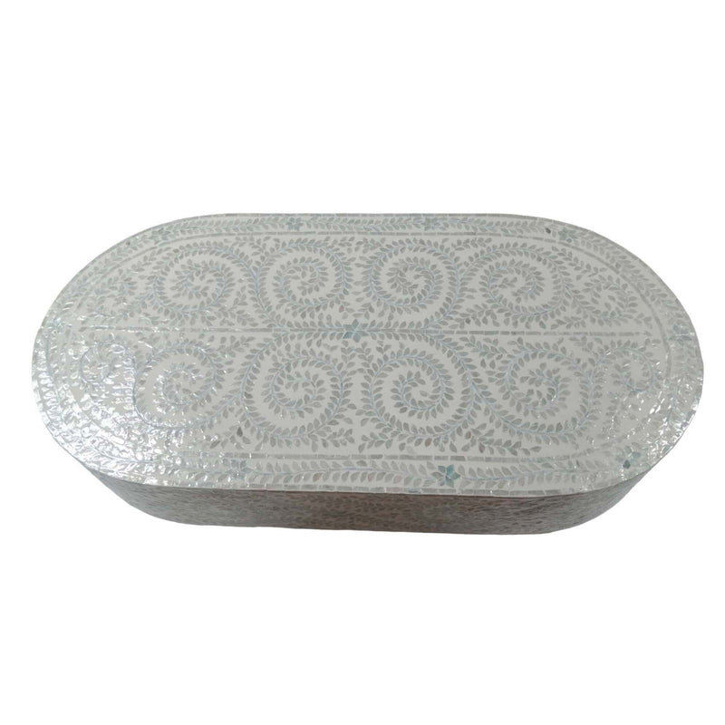 MOTHER OF PEARL SERENITY OVAL PEARL COFFEE TABLE Payday Deals