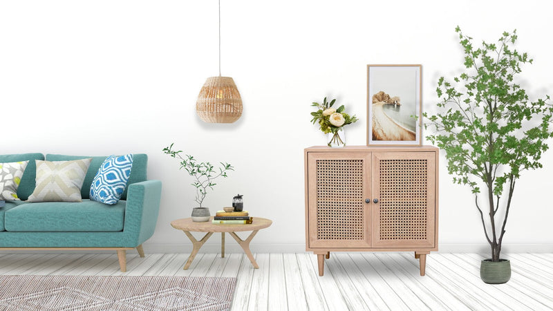 Natura Rattan Buffet Sideboard Storage Cabinet Hallway Table With 2 Doors Payday Deals