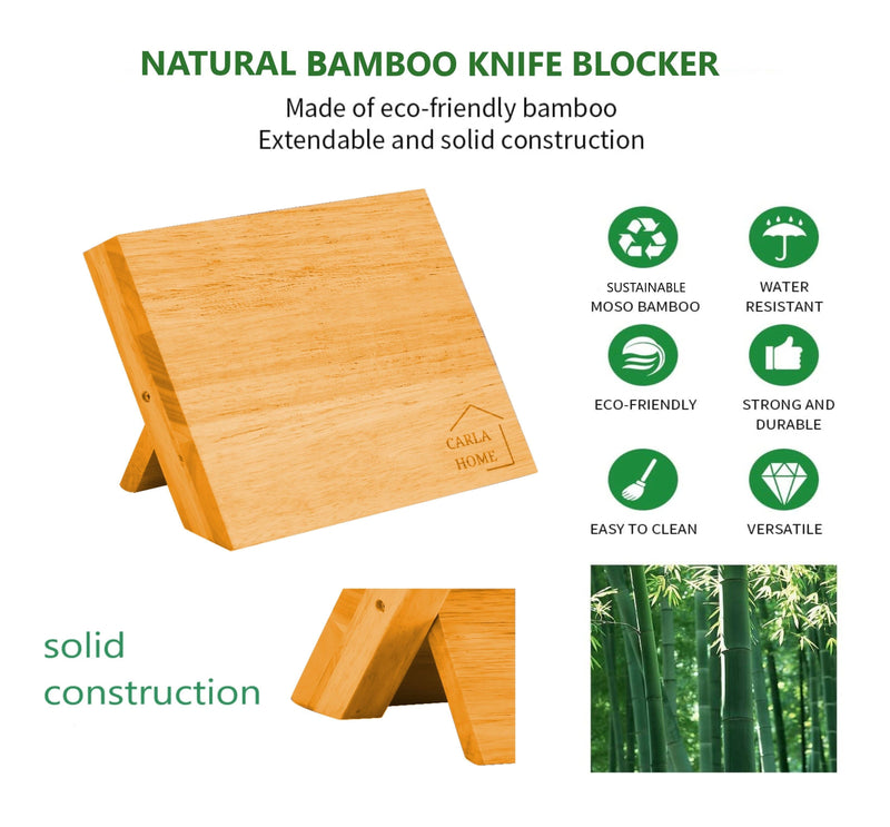 Natural Bamboo Magnetic Knife Block Holder with Strong Magnets for Home Kitchen Storage & Organisation Payday Deals