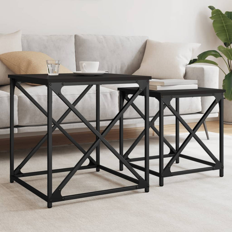 Nesting Coffee Tables 2 pcs Black Engineered Wood Payday Deals