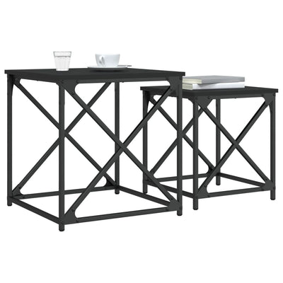 Nesting Coffee Tables 2 pcs Black Engineered Wood Payday Deals