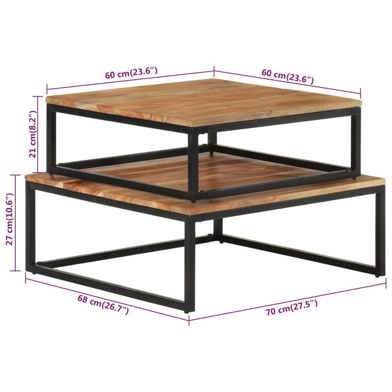 Nesting Coffee Tables 2 pcs Solid Acacia Wood Payday Deals