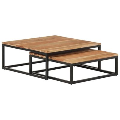 Nesting Coffee Tables 2 pcs Solid Acacia Wood Payday Deals