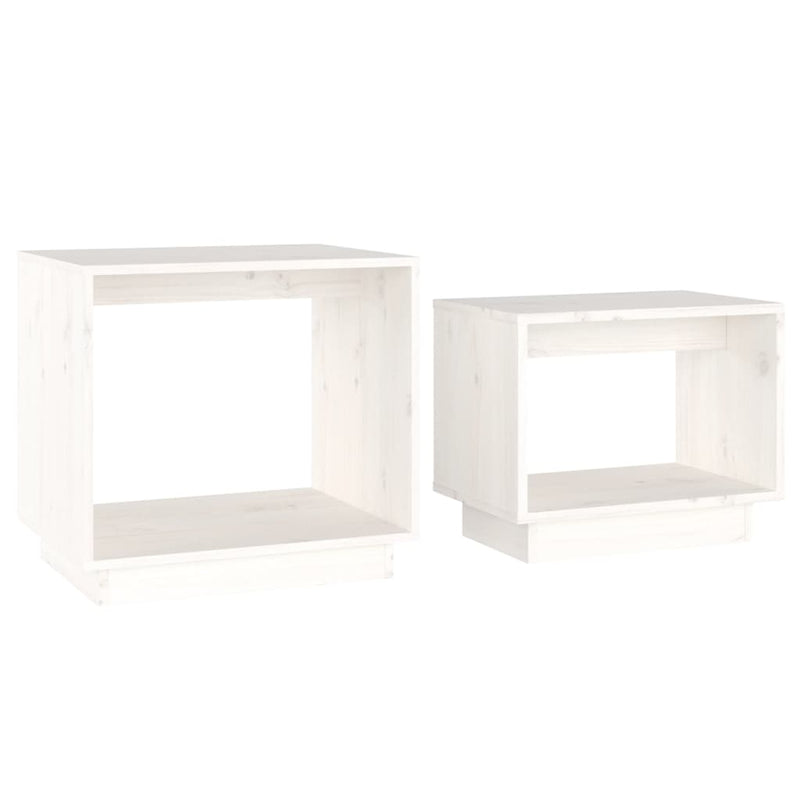 Nesting Coffee Tables 2 pcs White Solid Wood Pine Payday Deals