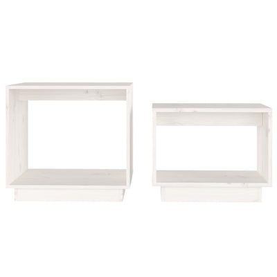 Nesting Coffee Tables 2 pcs White Solid Wood Pine Payday Deals