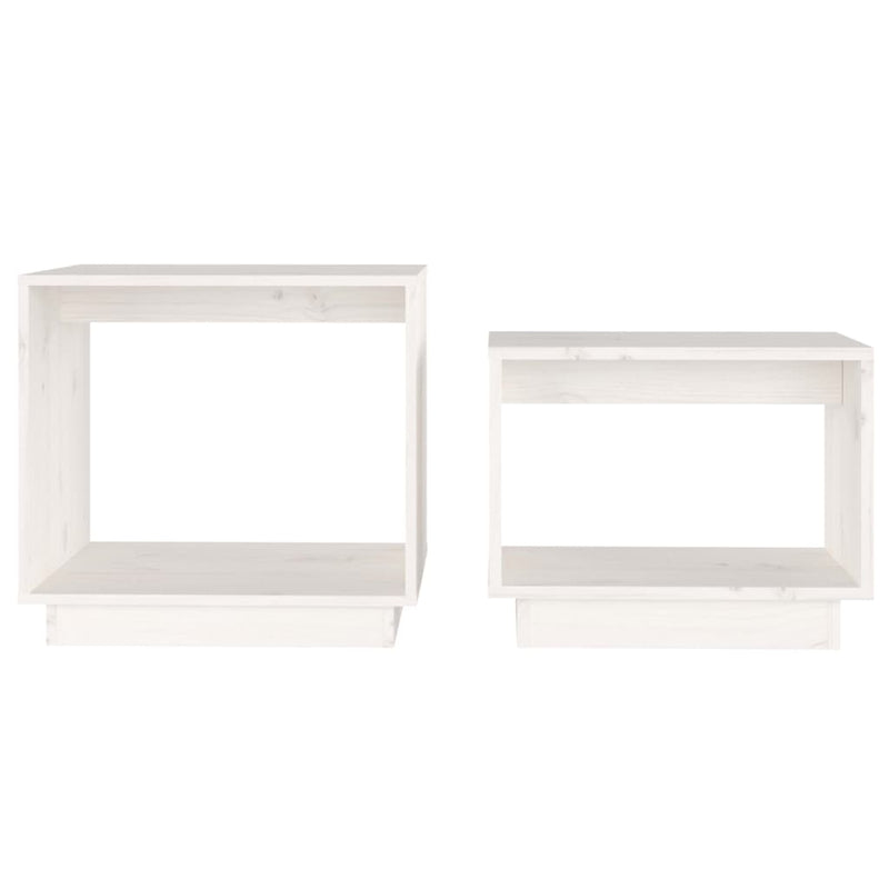 Nesting Coffee Tables 2 pcs White Solid Wood Pine Payday Deals