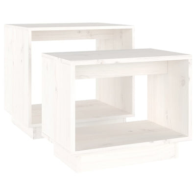 Nesting Coffee Tables 2 pcs White Solid Wood Pine Payday Deals