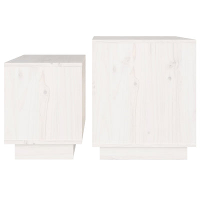 Nesting Coffee Tables 2 pcs White Solid Wood Pine Payday Deals