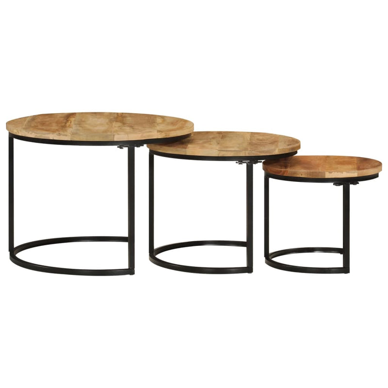 Nesting Tables 3 pcs Solid Rough Wood Mango Payday Deals