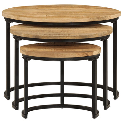 Nesting Tables 3 pcs Solid Rough Wood Mango Payday Deals