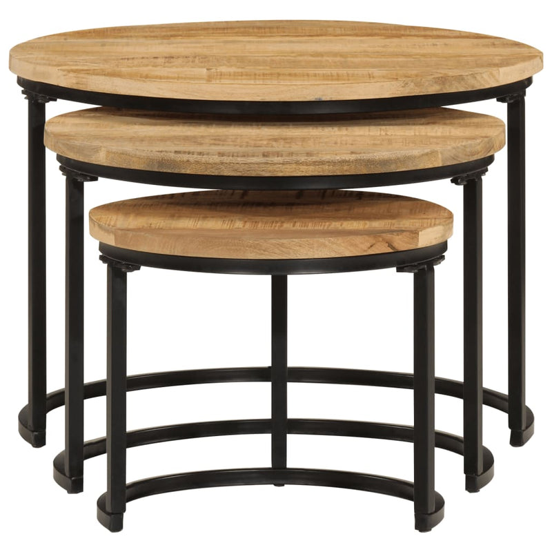 Nesting Tables 3 pcs Solid Rough Wood Mango Payday Deals